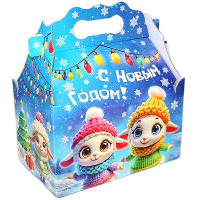 Сладкий новогодний подарок в картонной упаковке весом 850 грамм в Лузе